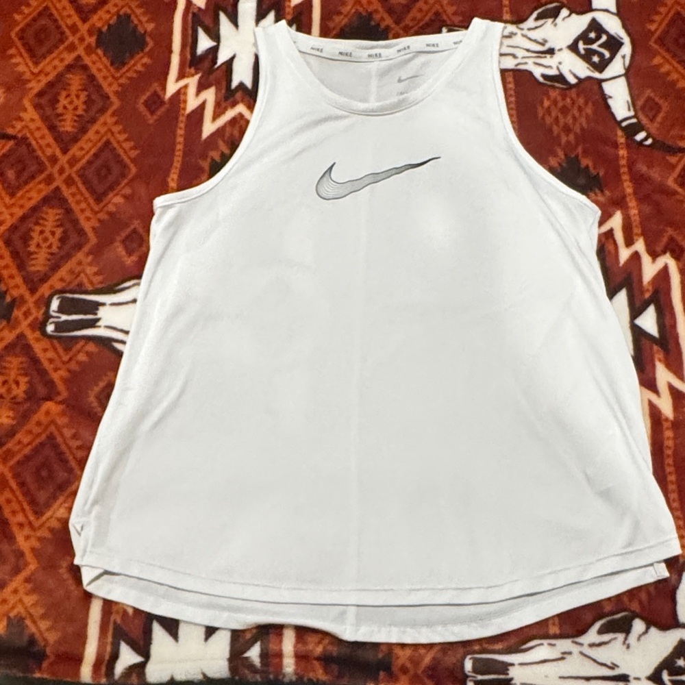 Nike White Tank Top with Gray Swoosh